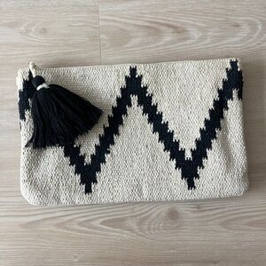 Katydid Black and Cream Patterned Clutch